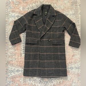 House of Harlow 1960 Gray Plaid Wool Blend Outerwear Coat Women’s Size Medium
